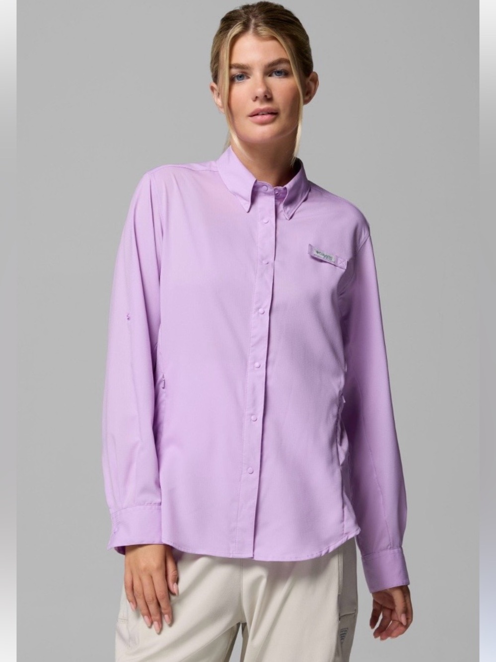 Columbia Women's PFG Tamiami II Long Sleeve Shirt in Purple